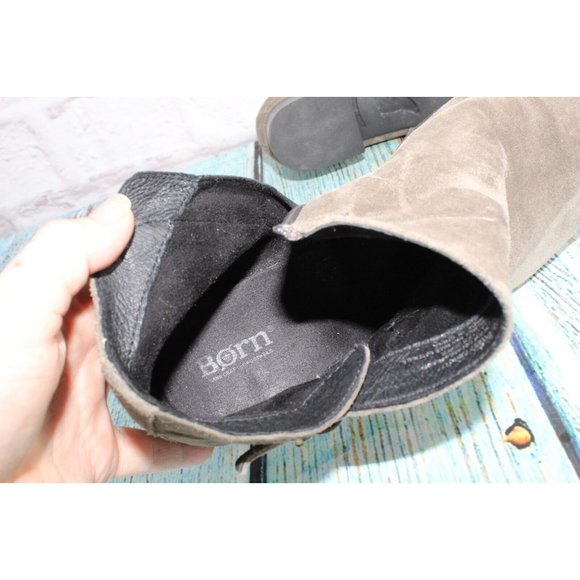 Born Phobos Gray Suede Pull On Side Zip Short Buckle Ankle Boots 9.5 M - Picture 7 of 8
